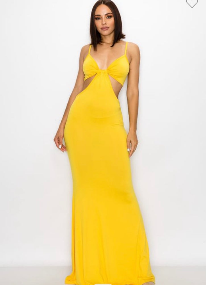 Yellow body con full length "Sunflower" Dress