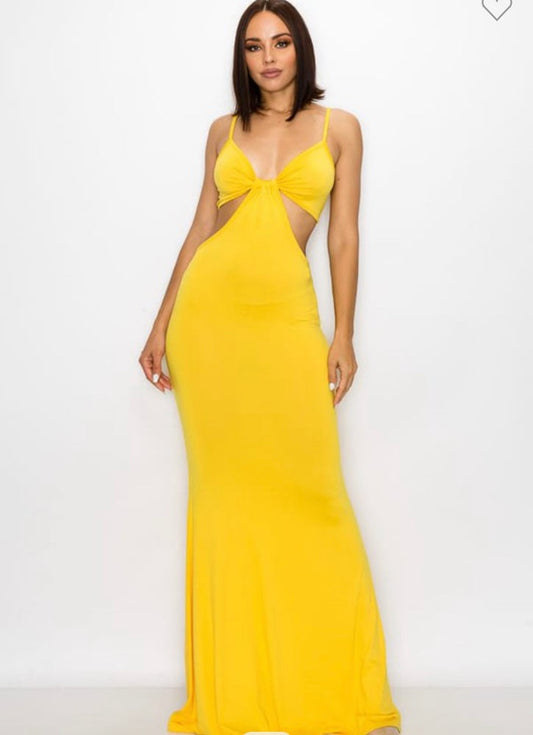 Yellow body con full length "Sunflower" Dress