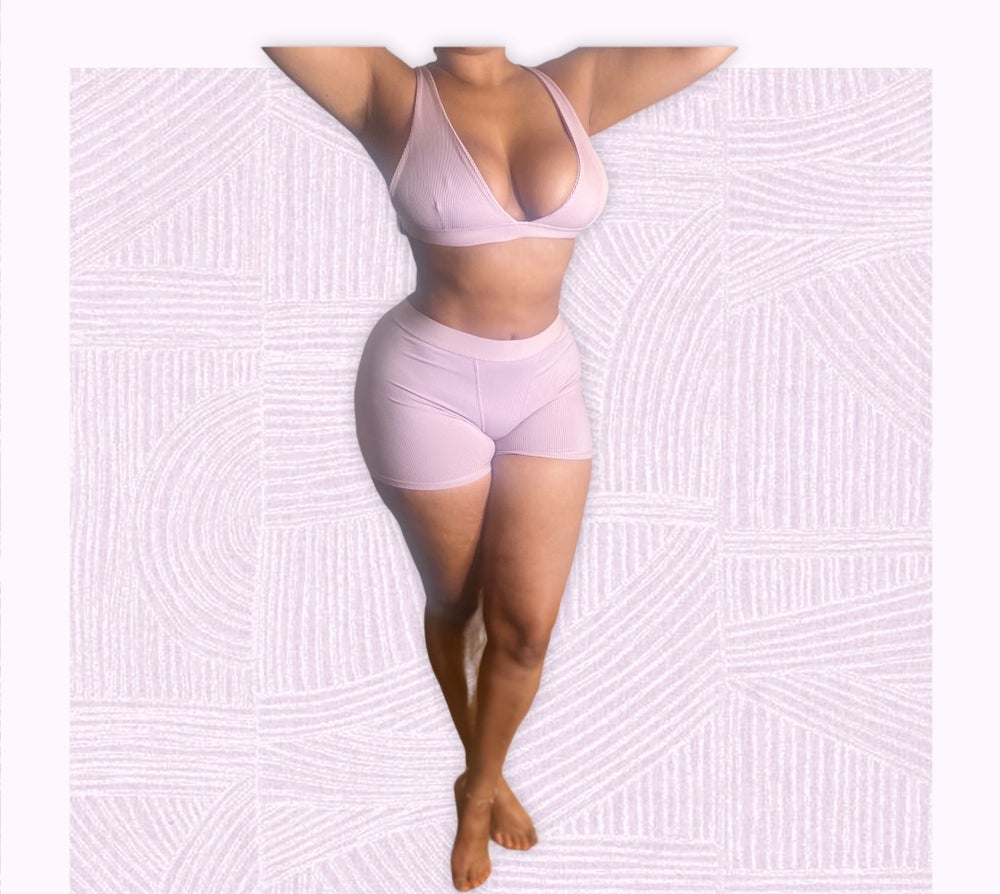 Lavender thermal mini short "Get It" 2 piece set