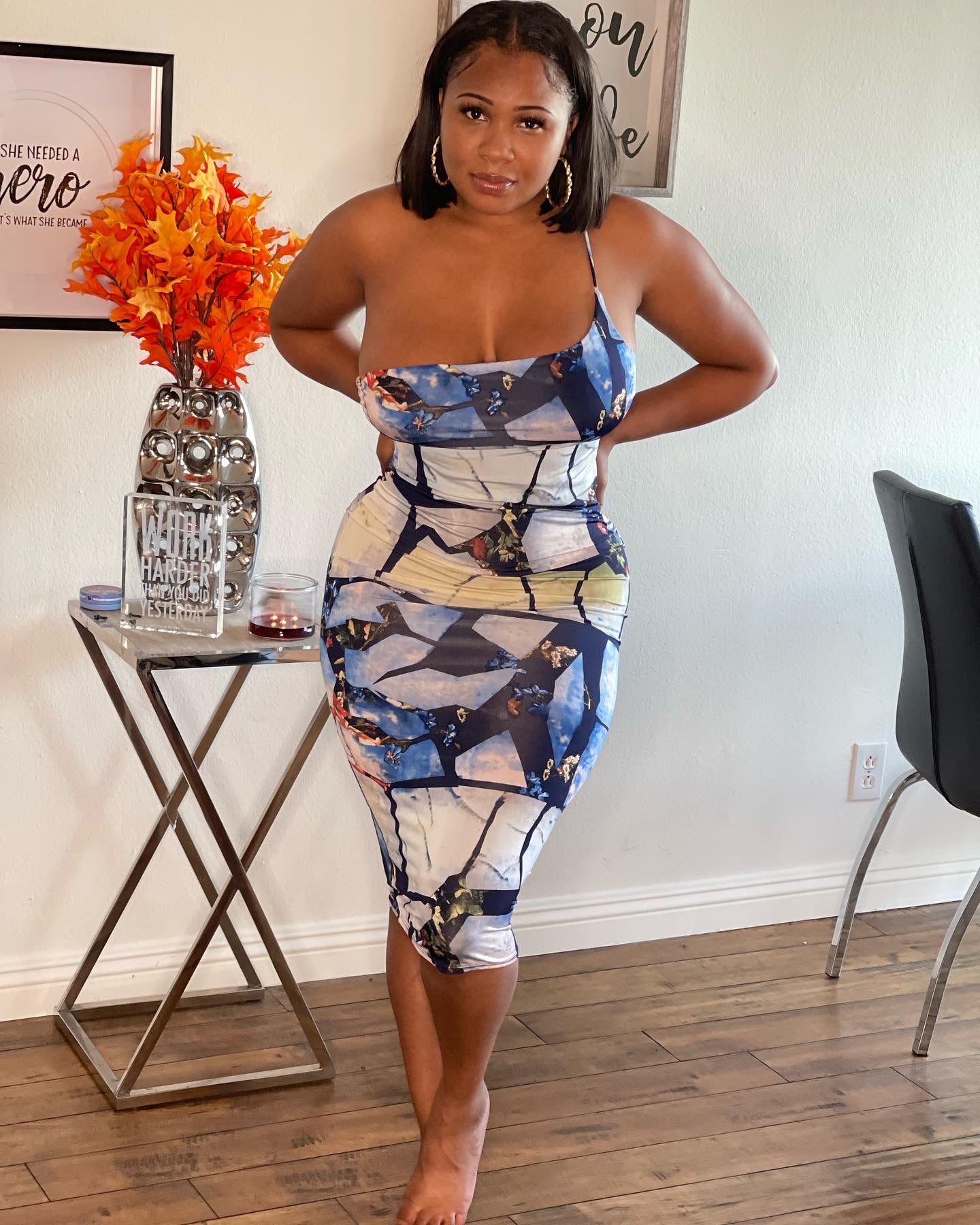 Marble Print V-Neck Cami Dress - Glitz & Ears Boutique