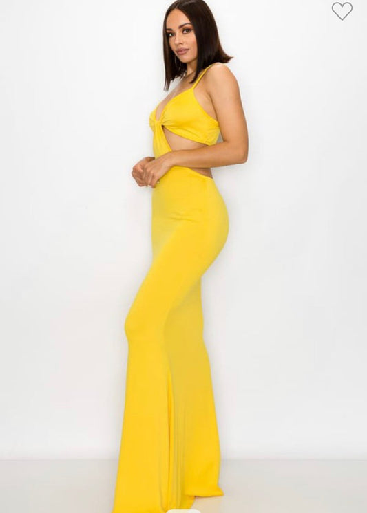Yellow body con full length "Sunflower" Dress
