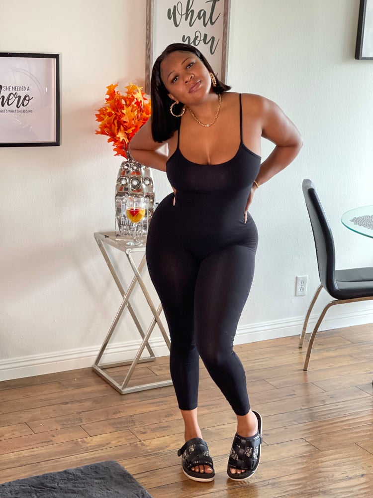 Full body jumpsuit form fitting cotton "just chill" bodysuit