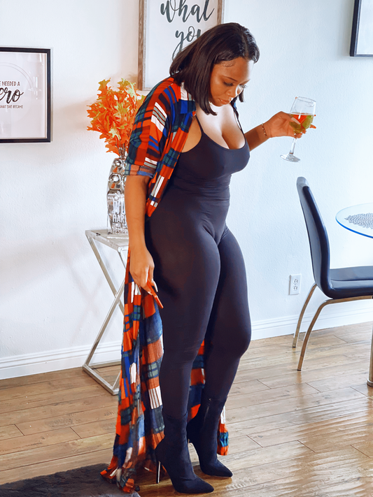 Full body jumpsuit form fitting cotton "just chill" bodysuit
